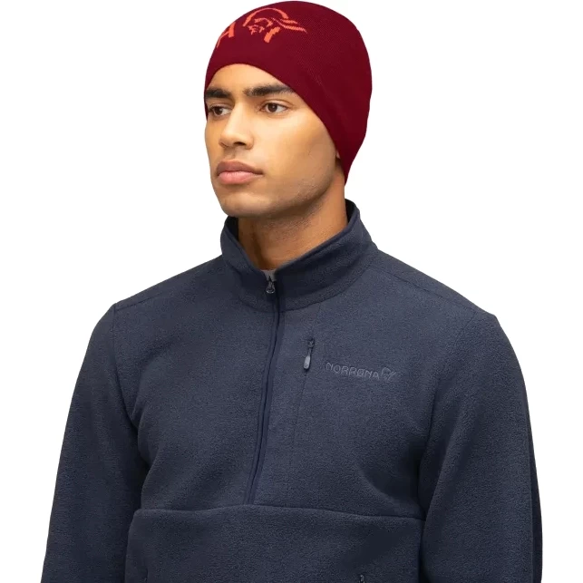Norrona /29 Light MerinoUll Logo Beanie - Rhubarb Melange 2 Norrona /29 Light MerinoUll Logo Beanie - Rhubarb Melange - Image 2