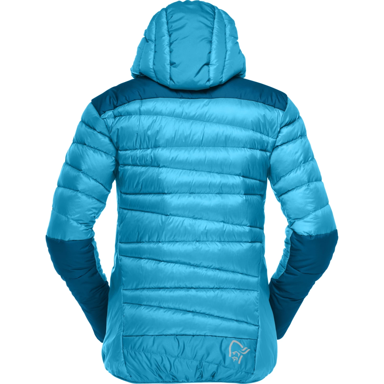 Norrona Falketind Down750 Hood Jacket Women - Aquarius/Mykonos Blue 3 Norrona Falketind Down750 Hood Jacket Women - Aquarius/Mykonos Blue - Image 3