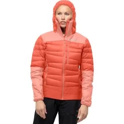 Norrona Falketind Down750 Hood Jacket Women - Orange Alert/Peach Amber