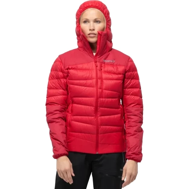 Norrona Falketind Down750 Hood Jacket Women - True Red 1 Norrona Falketind Down750 Hood Jacket Women - True Red