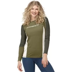 Norrona Falketind Equaliser Merino Round Neck Shirt Women - Olive Drab/Olive Night