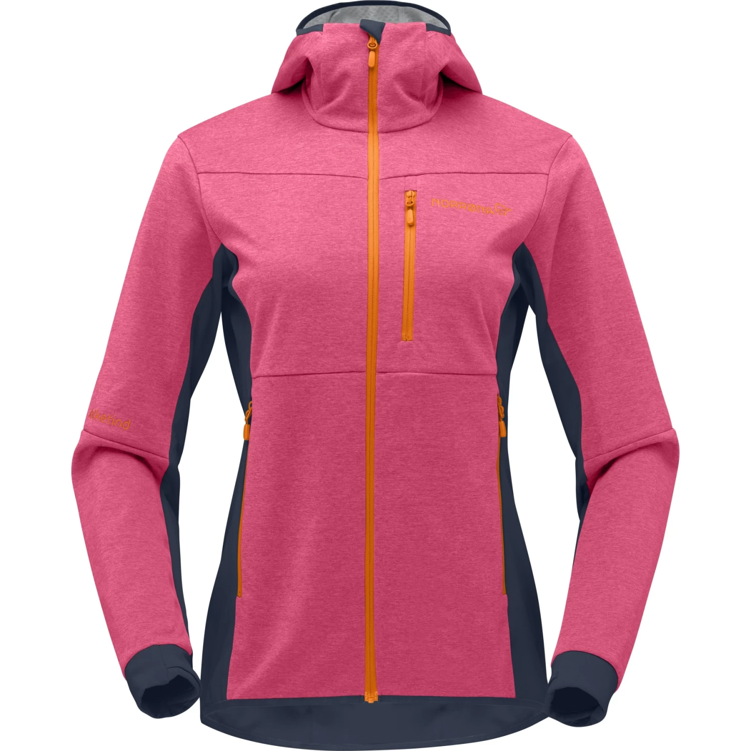 Norrona Falketind Warm2 Octa Hood Jacket Women - Honeysuckle/Indigo Night 2 Norrona Falketind Warm2 Octa Hood Jacket Women - Honeysuckle/Indigo Night - Image 2