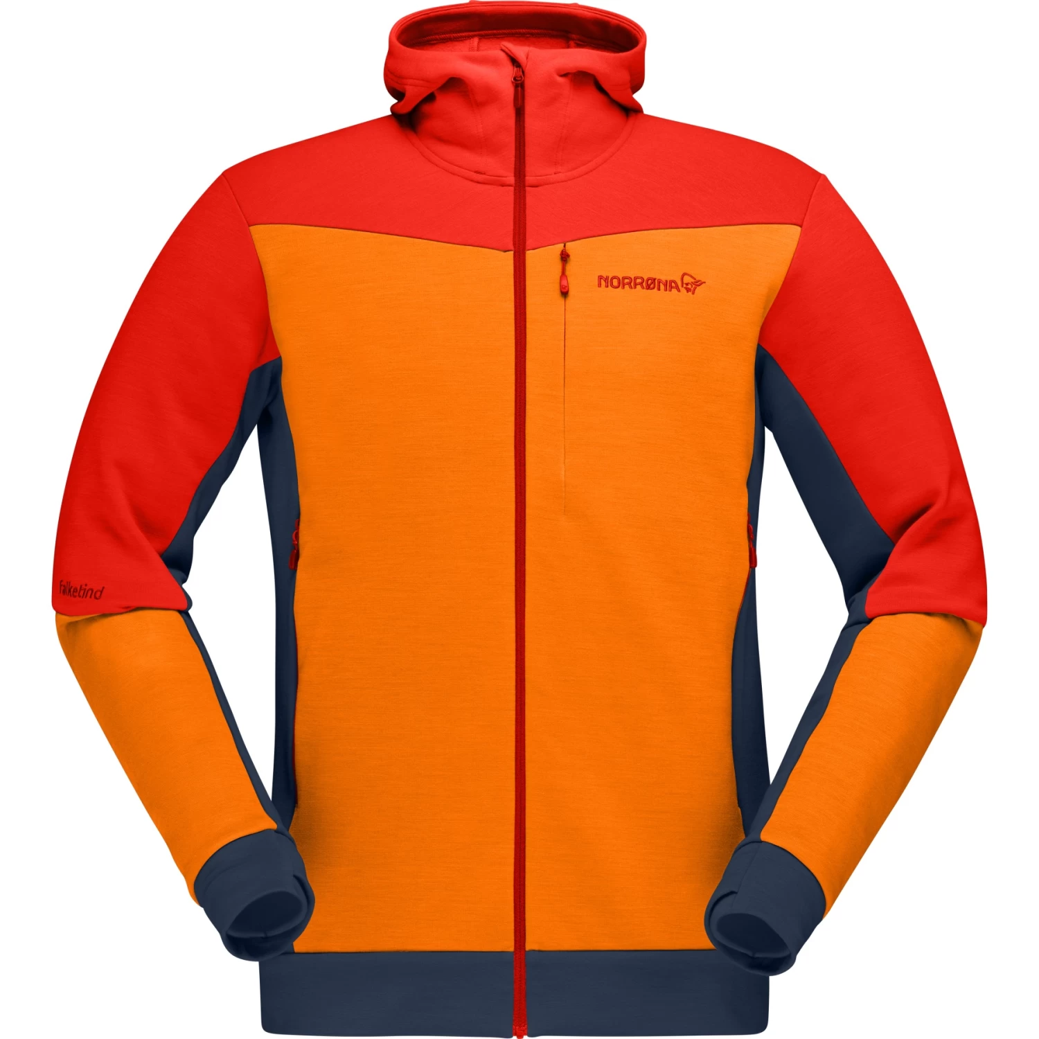 Norrona Falketind Warmwool2 Stretch Zip Hood Jacket Men - Arednalin/Orange Popsicle 2 Norrona Falketind Warmwool2 Stretch Zip Hood Jacket Men - Arednalin/Orange Popsicle - Image 2