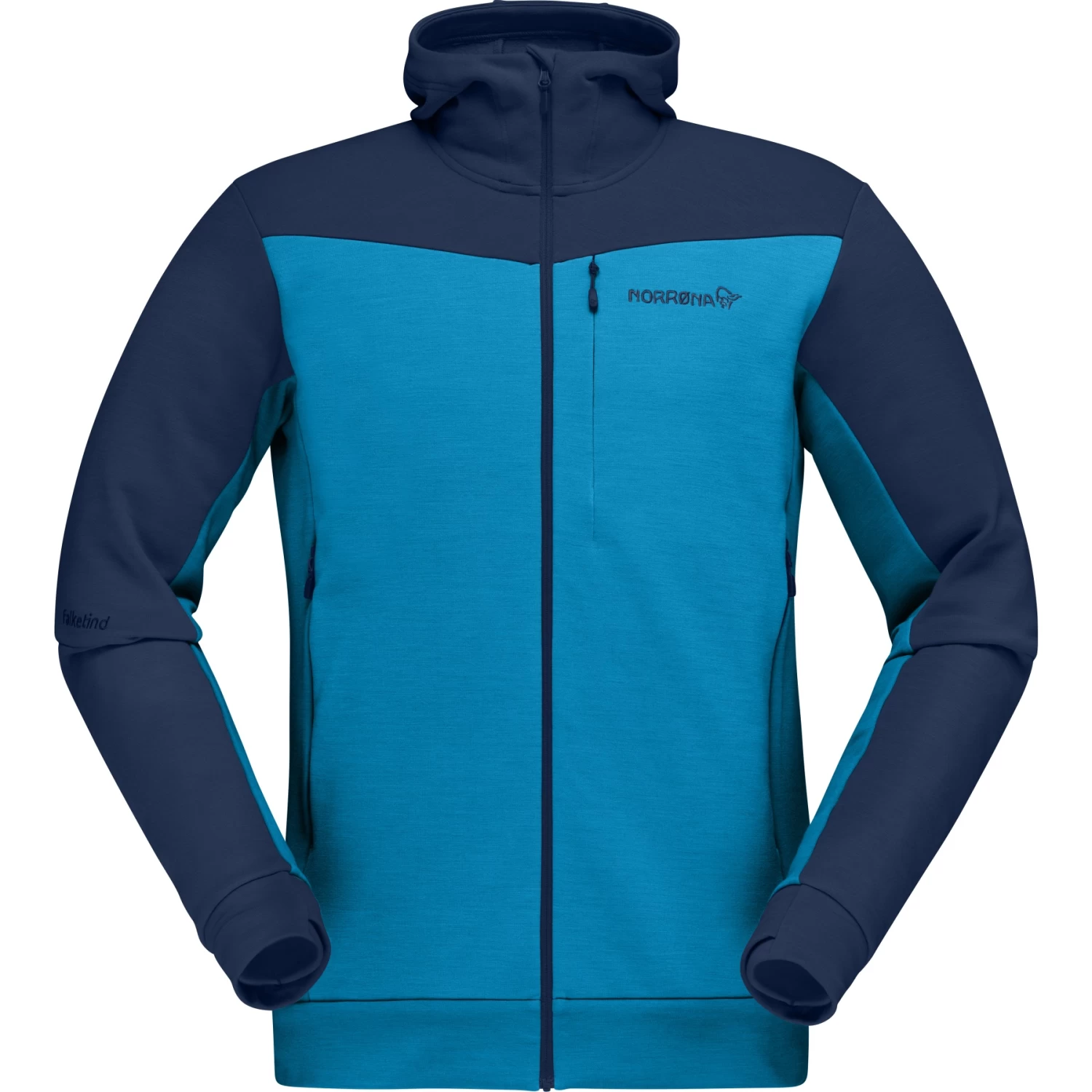 Norrona Falketind Warmwool2 Stretch Zip Hood Jacket Men - Hawaiian Surf/Indigo Night 2 Norrona Falketind Warmwool2 Stretch Zip Hood Jacket Men - Hawaiian Surf/Indigo Night - Image 2