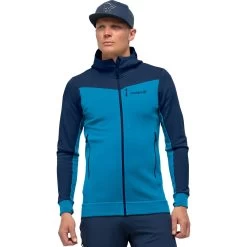 Norrona Falketind Warmwool2 Stretch Zip Hood Jacket Men - Hawaiian Surf/Indigo Night