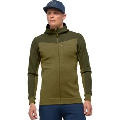 Norrona Falketind Warmwool2 Stretch Zip Hood Jacket Men - Olive Night/Olive Drab