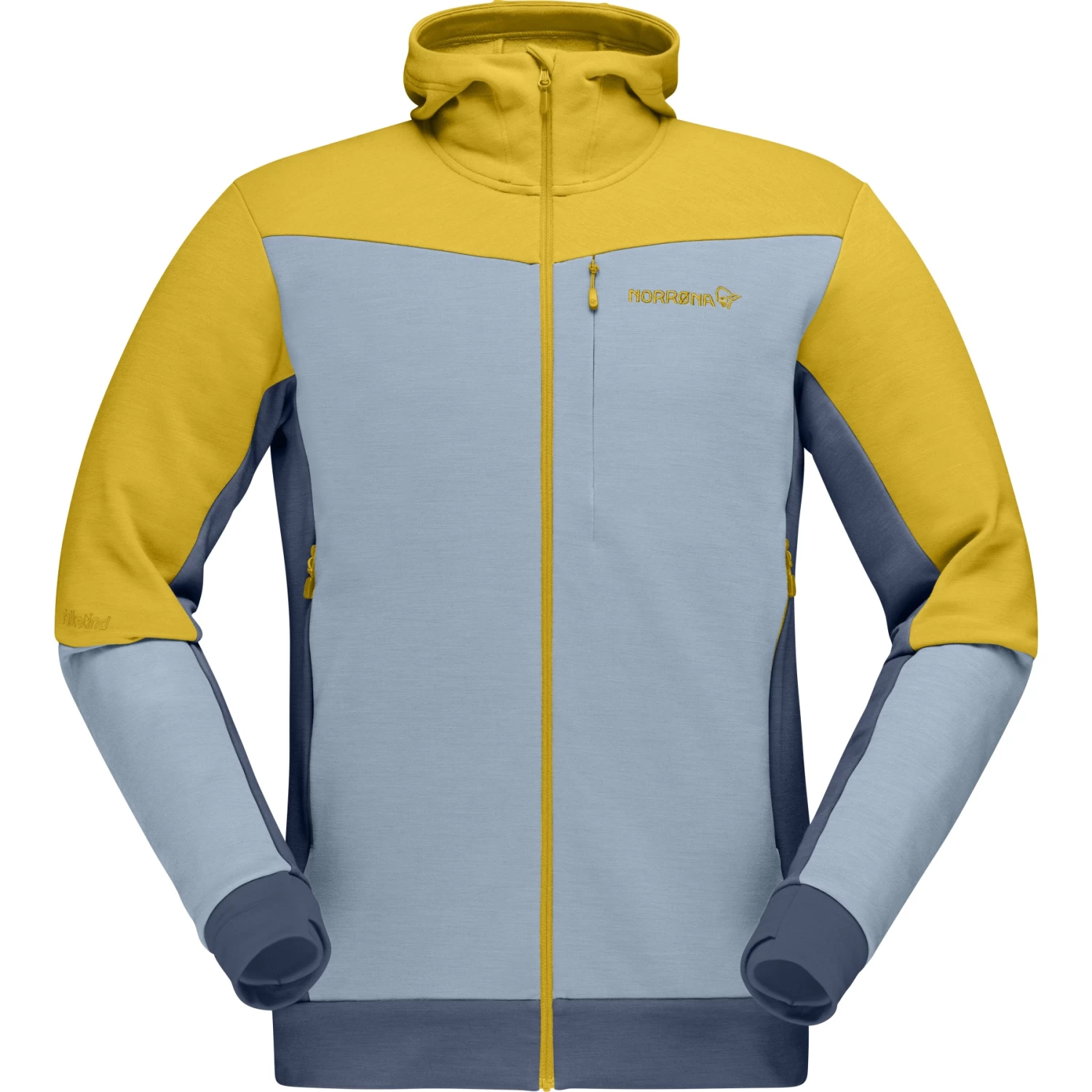 Norrona Falketind Warmwool2 Stretch Zip Hood Jacket Men - Sulphur/Blue Fog 2 Norrona Falketind Warmwool2 Stretch Zip Hood Jacket Men - Sulphur/Blue Fog - Image 2