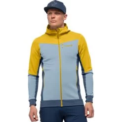 Norrona Falketind Warmwool2 Stretch Zip Hood Jacket Men - Sulphur/Blue Fog