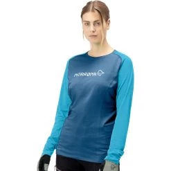 Norrona Fjørå Equaliser Lightweight Long Sleeve Shirt Women - Mykonos Blue/Aquarius