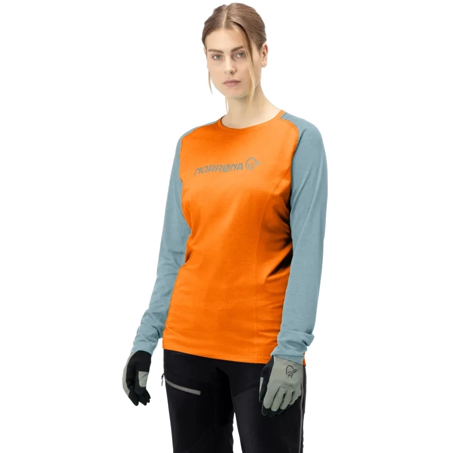 Norrona Fjørå Equaliser Lightweight Long Sleeve Shirt Women - Orange Popsicle/Tourmaline 1 Norrona Fjørå Equaliser Lightweight Long Sleeve Shirt Women - Orange Popsicle/Tourmaline
