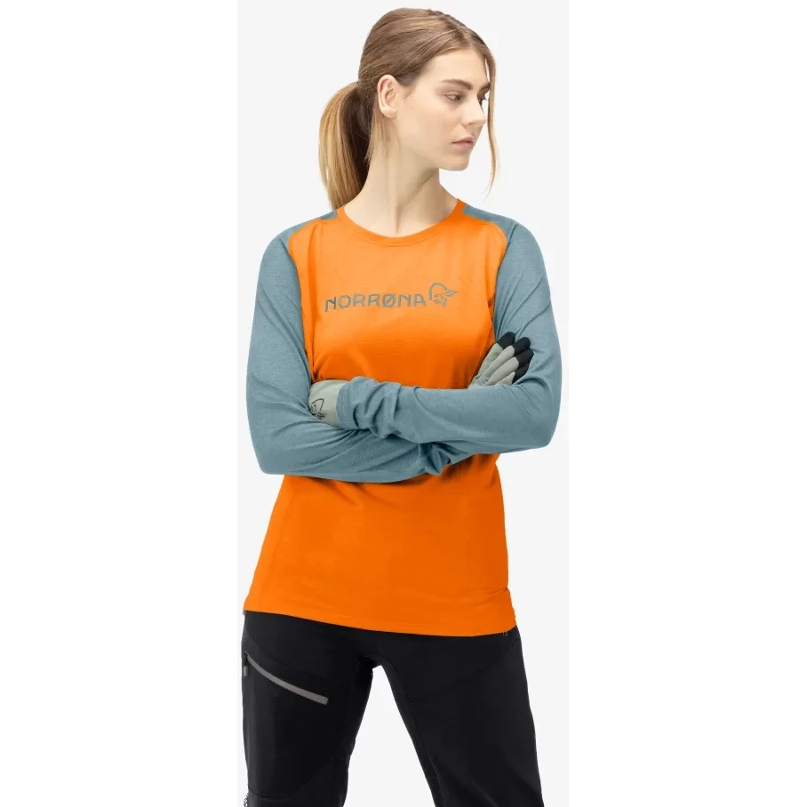 Norrona Fjørå Equaliser Lightweight Long Sleeve Shirt Women - Orange Popsicle/Tourmaline 4 Norrona Fjørå Equaliser Lightweight Long Sleeve Shirt Women - Orange Popsicle/Tourmaline - Image 4