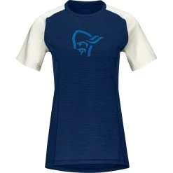 Norrona Fjørå Wool T-Shirt Women - Indigo Night/Snowdrop