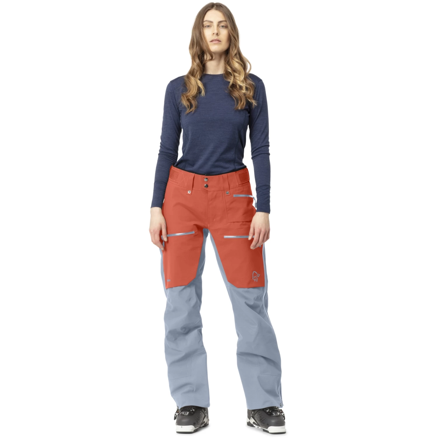 Norrona Lofoten Gore-Tex Pro Pants Women - Orange Alert/Blue Fog 3 Norrona Lofoten Gore-Tex Pro Pants Women - Orange Alert/Blue Fog - Image 3