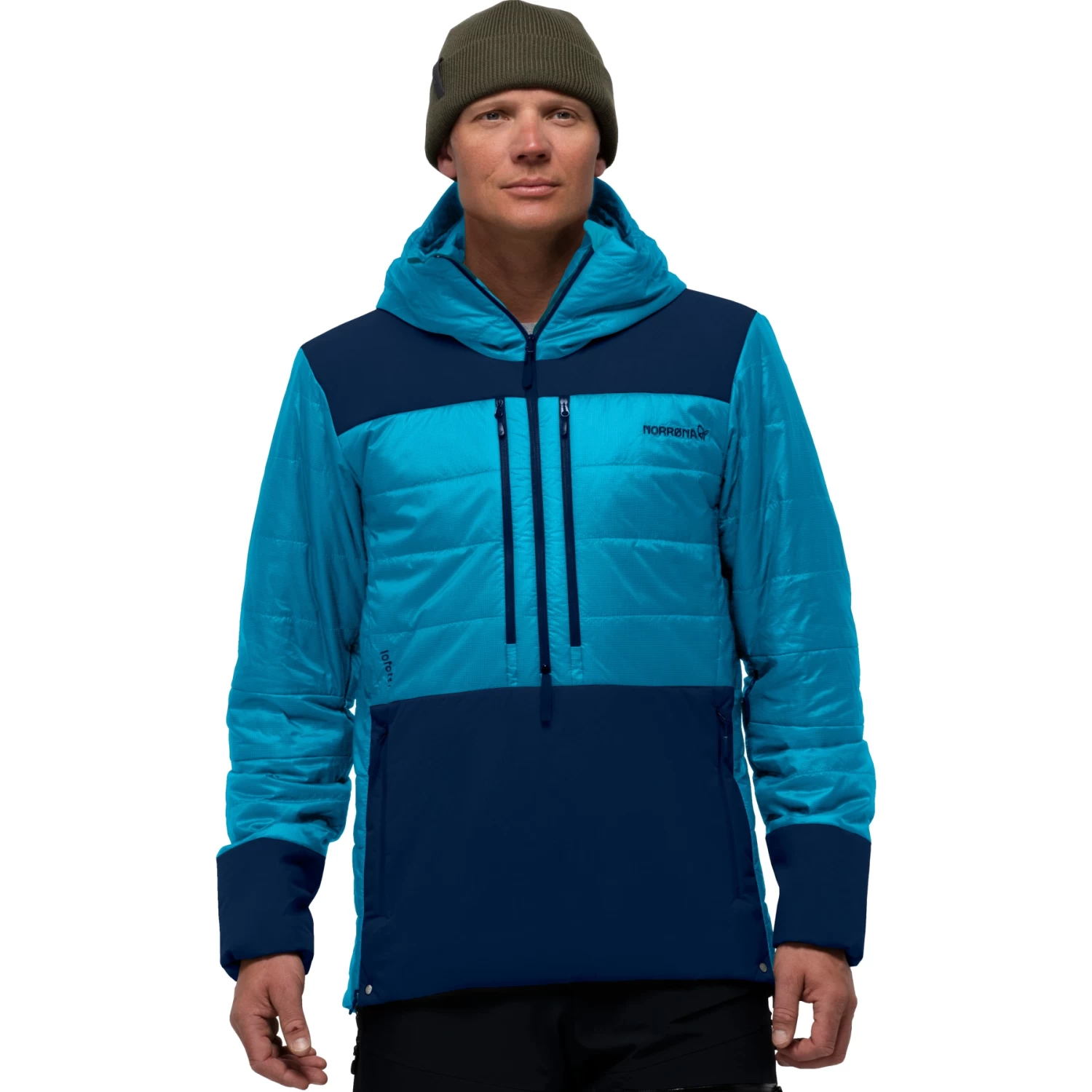 Norrona Lofoten Primaloft80 Anorak Jacket Men - Hawaiian Surf/Indigo Night 1 Norrona Lofoten Primaloft80 Anorak Jacket Men - Hawaiian Surf/Indigo Night