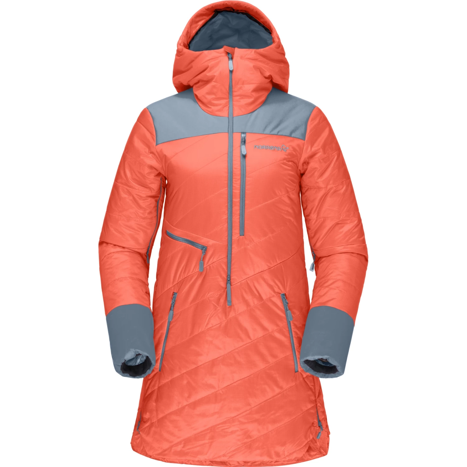 Norrona Lofoten Primaloft80 Anorak Jacket Women - Orange Alert/Blue Fog 2 Norrona Lofoten Primaloft80 Anorak Jacket Women - Orange Alert/Blue Fog - Image 2