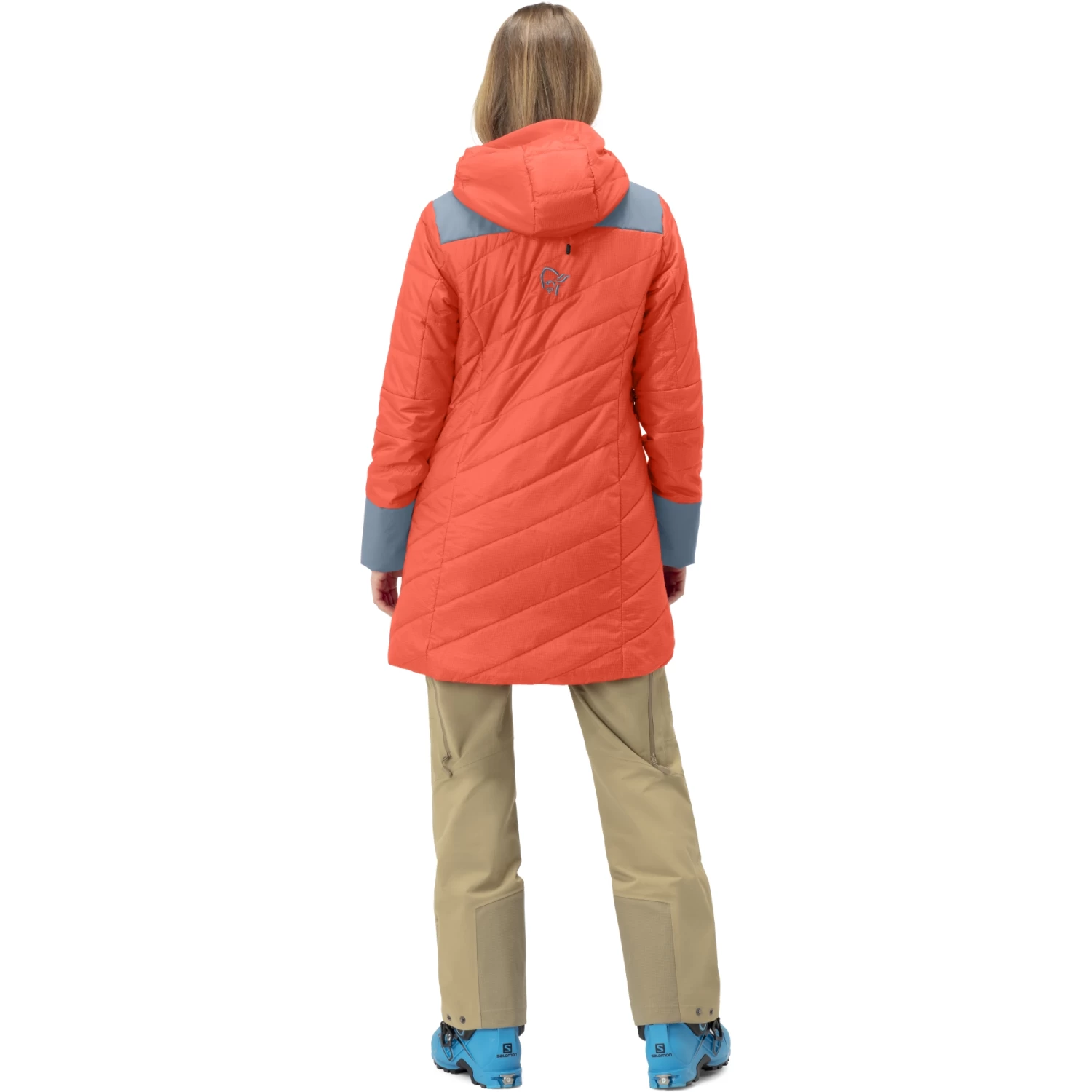 Norrona Lofoten Primaloft80 Anorak Jacket Women - Orange Alert/Blue Fog 5 Norrona Lofoten Primaloft80 Anorak Jacket Women - Orange Alert/Blue Fog - Image 5