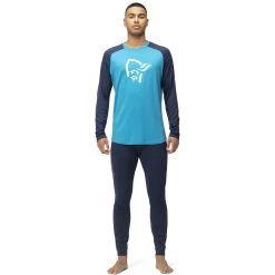 Norrona PureUll Long Sleeve Baselayer Men - Hawaiian Surf/Indigo Night -Norrona norrona pureull long sleeve baselayer men hawaiian surf indigo night 3 1257549