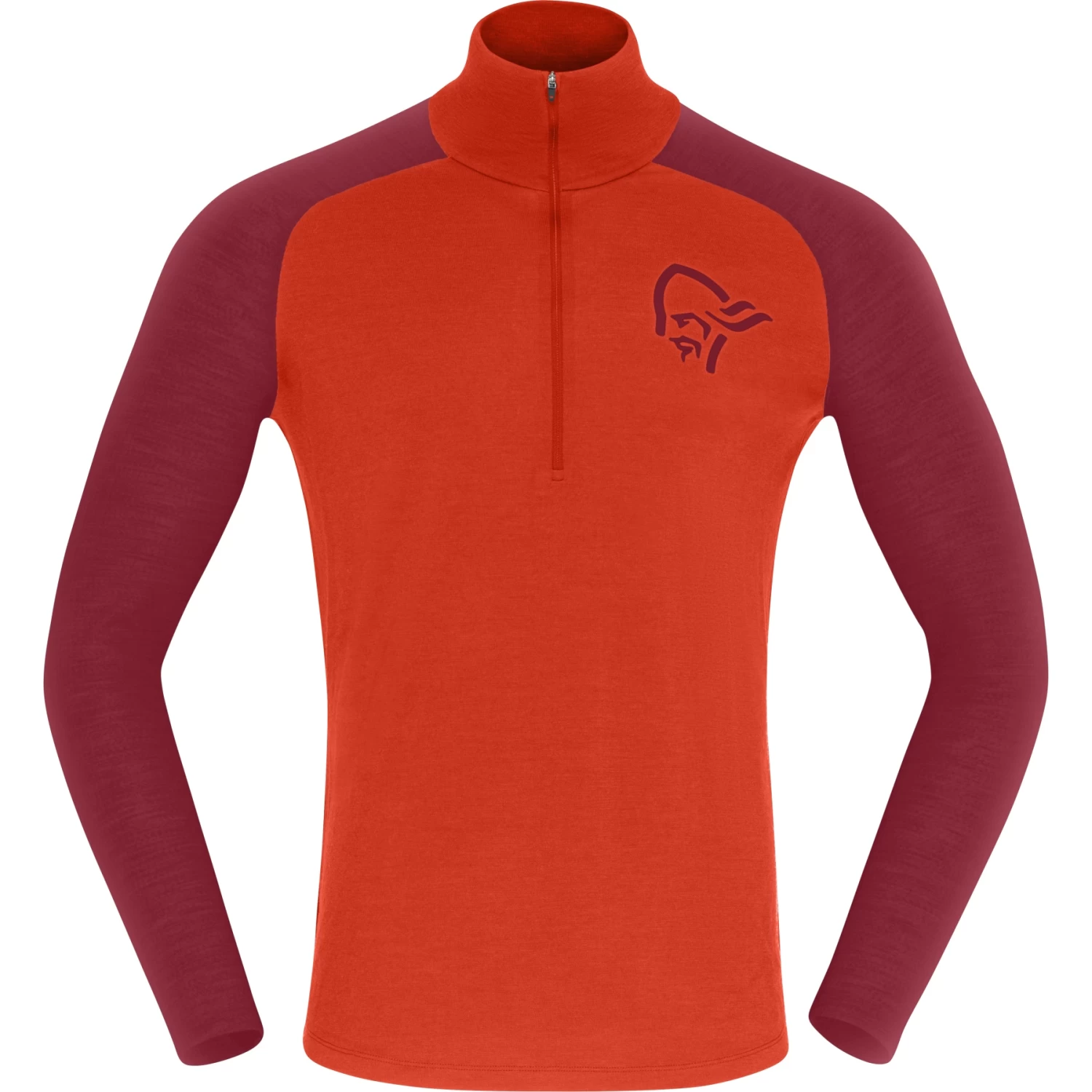 Norrona PureUll Zip Neck Baselayer Men - Arednalin/Rhubarb 2 Norrona PureUll Zip Neck Baselayer Men - Arednalin/Rhubarb - Image 2