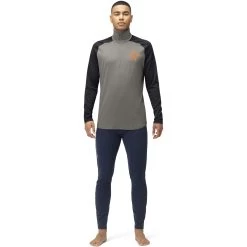Norrona PureUll Zip Neck Baselayer Men - Castor Grey/Caviar Melange -Norrona norrona pureull zip neck baselayer men castor grey caviar melange 3 1257922