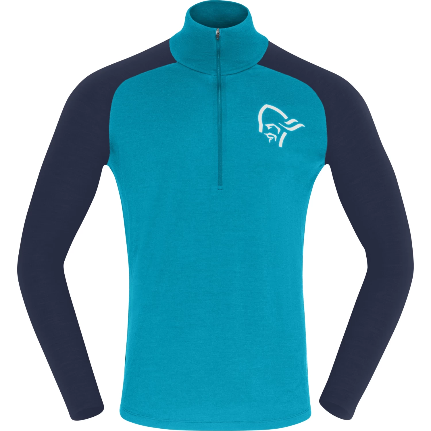 Norrona PureUll Zip Neck Baselayer Men - Hawaiian Surf/Indigo Night 2 Norrona PureUll Zip Neck Baselayer Men - Hawaiian Surf/Indigo Night - Image 2