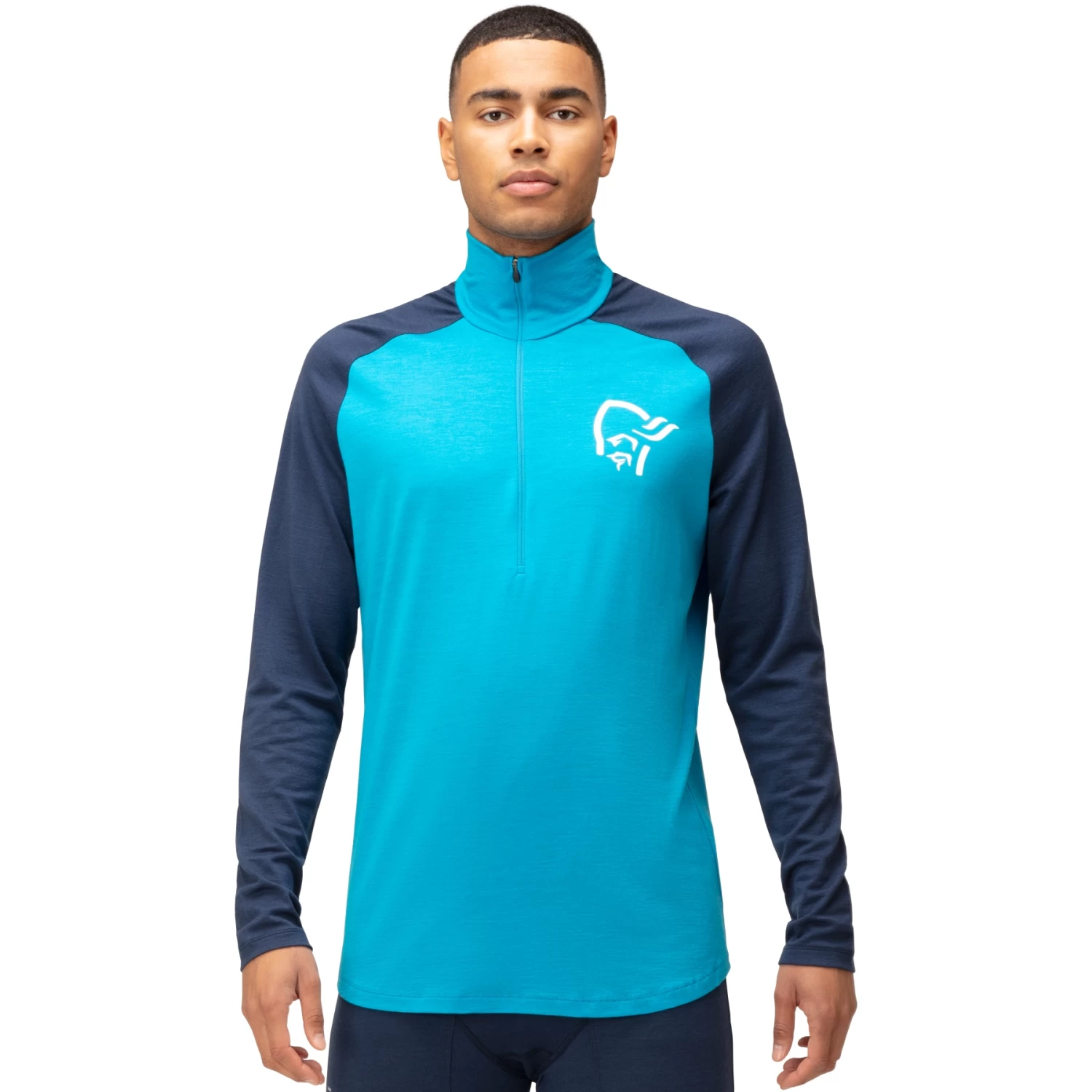 Norrona PureUll Zip Neck Baselayer Men - Hawaiian Surf/Indigo Night 1 Norrona PureUll Zip Neck Baselayer Men - Hawaiian Surf/Indigo Night