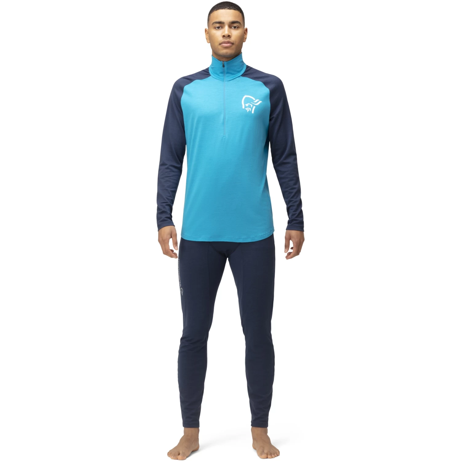 Norrona PureUll Zip Neck Baselayer Men - Hawaiian Surf/Indigo Night 4 Norrona PureUll Zip Neck Baselayer Men - Hawaiian Surf/Indigo Night - Image 4