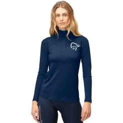 Norrona PureUll Zip Neck Baselayer Women - Indigo Night