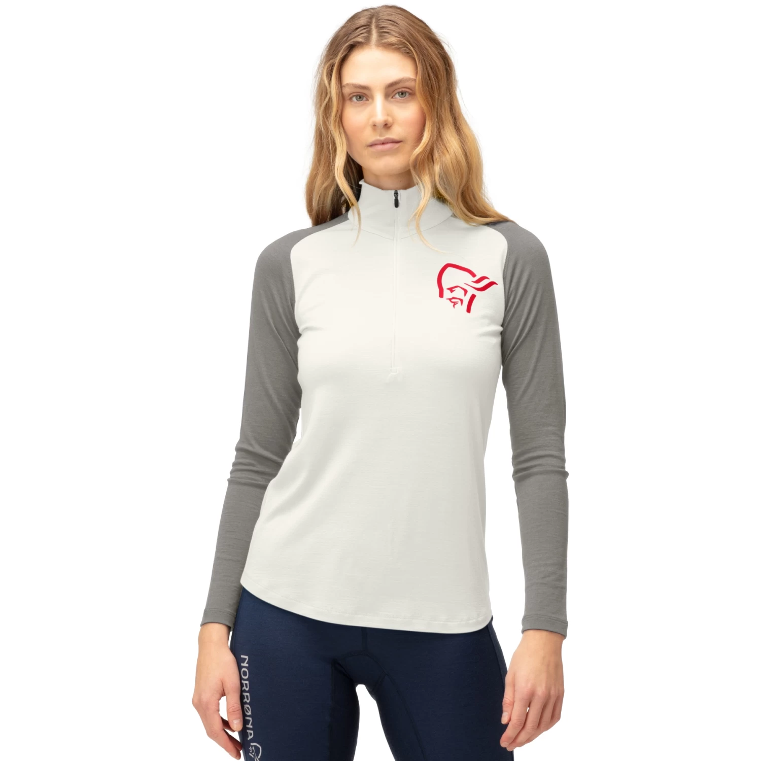 Norrona PureUll Zip Neck Baselayer Women - Snowdrop/Castor Grey 1 Norrona PureUll Zip Neck Baselayer Women - Snowdrop/Castor Grey