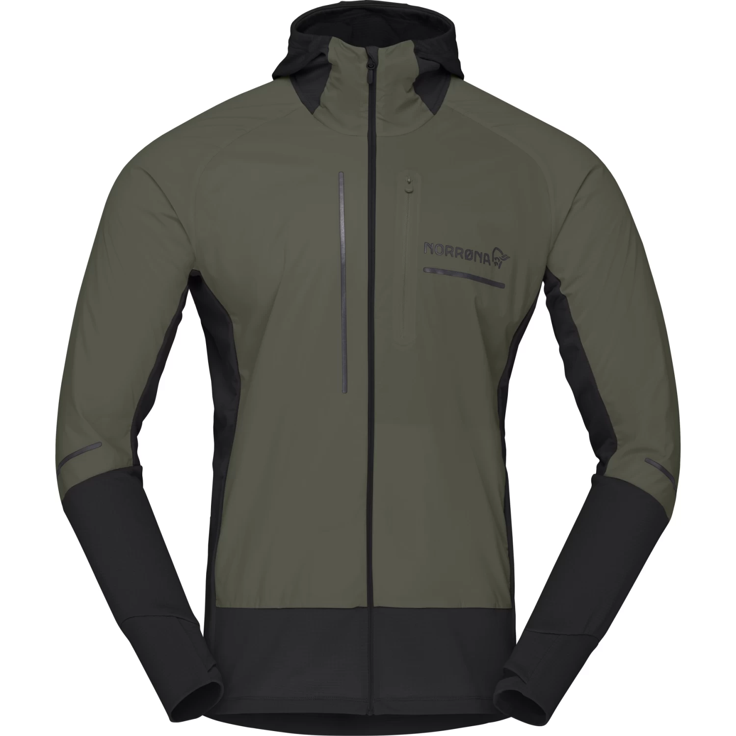 Norrona Senja Alpha90 Zip Hood Jacket Men - Olive Night 2 Norrona Senja Alpha90 Zip Hood Jacket Men - Olive Night - Image 2