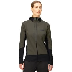 Norrona Senja Alpha90 Zip Hood Jacket Women - Olive Night