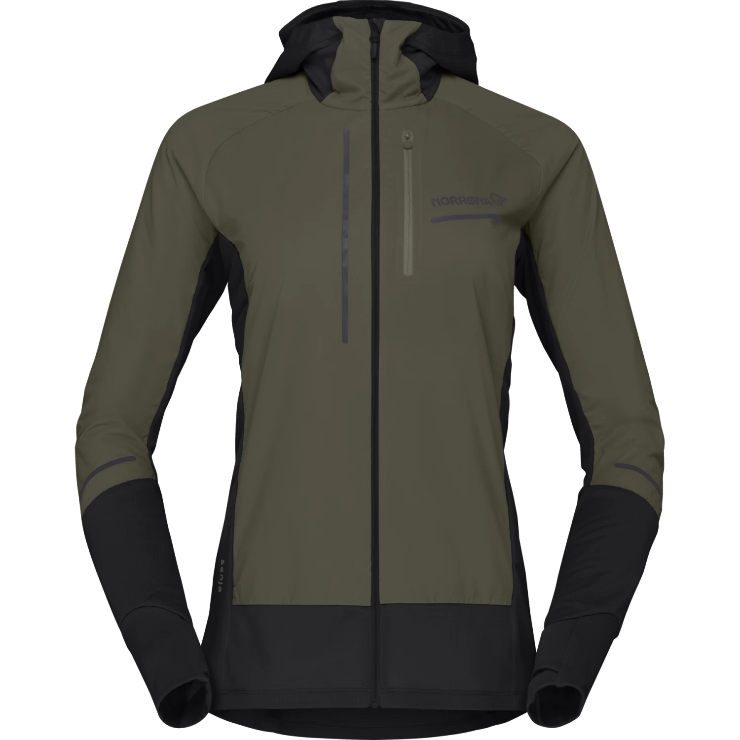 Norrona Senja Alpha90 Zip Hood Jacket Women - Olive Night 2 Norrona Senja Alpha90 Zip Hood Jacket Women - Olive Night - Image 2