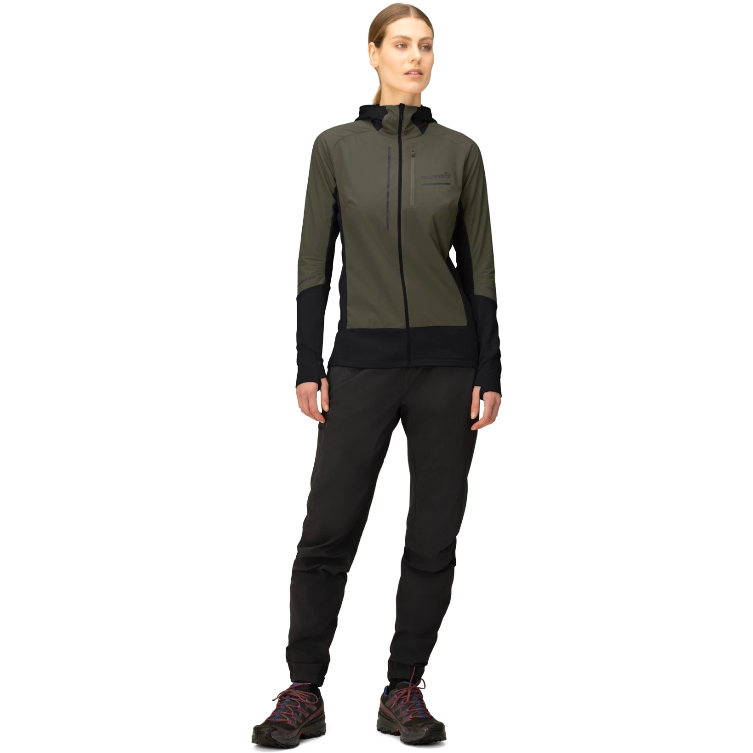 Norrona Senja Alpha90 Zip Hood Jacket Women - Olive Night 4 Norrona Senja Alpha90 Zip Hood Jacket Women - Olive Night - Image 4