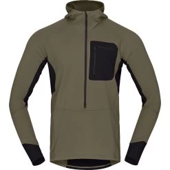 Norrona Senja Warm1 Hood Pullover Men - Olive Night -Norrona norrona senja warm1 hood men olive night 1 1343803