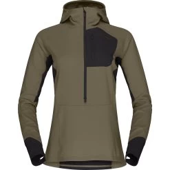 Norrona Senja Warm1 Hood Pullover Women - Olive Night -Norrona norrona senja warm1 hood women olive night 1 1343823