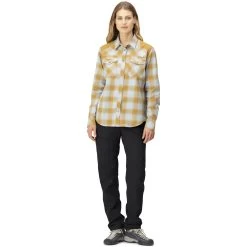 Norrona Svalbard Flannel Shirt Women - Blue Fog/Camelflage -Norrona norrona svalbard flannel shirt women blue fog camelflage model 1 1400017