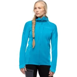 Norrona Trollveggen Powerstretch Pro Zip Hood Jacket Women - Hawaiian Surf