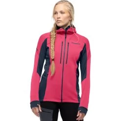 Norrona Trollveggen Powerstretch Pro Zip Hood Jacket Women - Honeysuckle/Indigo Night